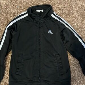 Kids size 4t Adidas Black Track Jacket with White Stripes zip up